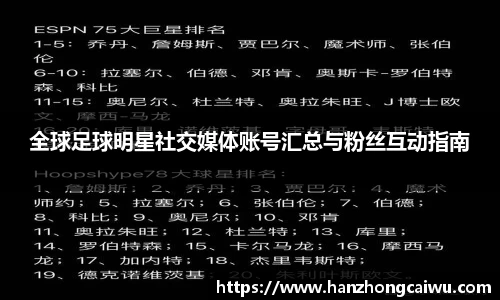 全球足球明星社交媒体账号汇总与粉丝互动指南
