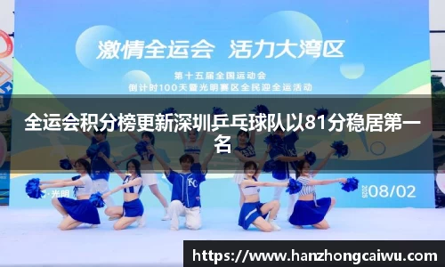 全运会积分榜更新深圳乒乓球队以81分稳居第一名
